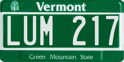 VT license plate LUM217