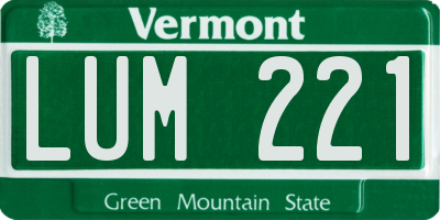 VT license plate LUM221