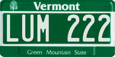 VT license plate LUM222