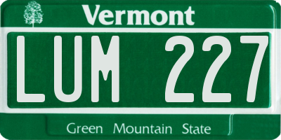 VT license plate LUM227