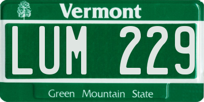 VT license plate LUM229