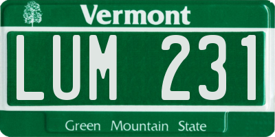 VT license plate LUM231