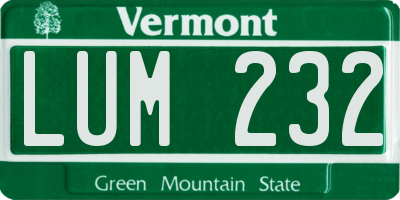 VT license plate LUM232