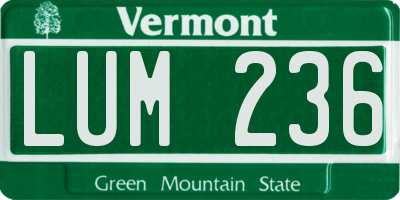 VT license plate LUM236
