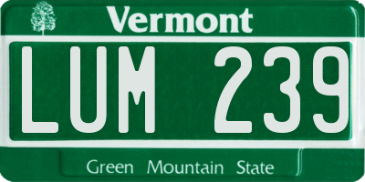 VT license plate LUM239