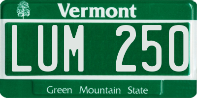 VT license plate LUM250