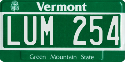 VT license plate LUM254
