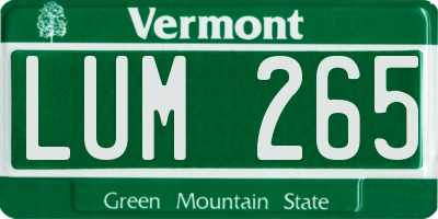 VT license plate LUM265