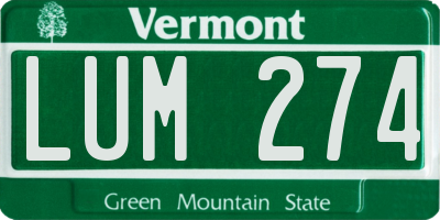 VT license plate LUM274