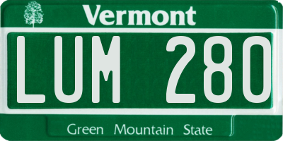 VT license plate LUM280