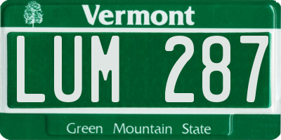 VT license plate LUM287