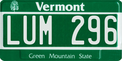 VT license plate LUM296