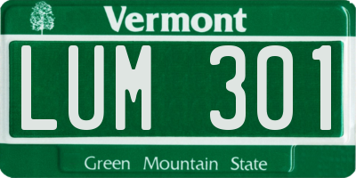 VT license plate LUM301