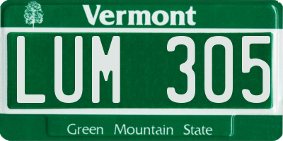 VT license plate LUM305