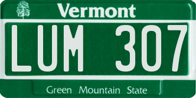 VT license plate LUM307