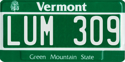 VT license plate LUM309