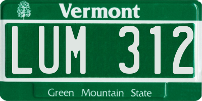 VT license plate LUM312