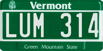 VT license plate LUM314