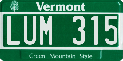 VT license plate LUM315