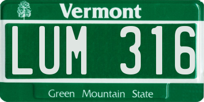 VT license plate LUM316
