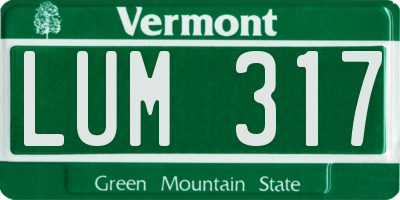 VT license plate LUM317