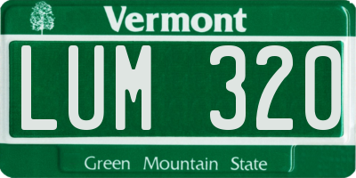 VT license plate LUM320