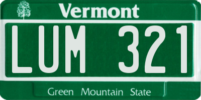 VT license plate LUM321
