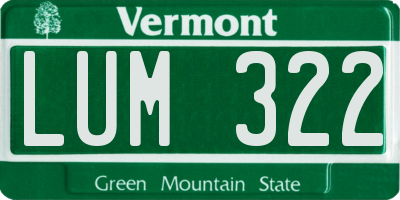 VT license plate LUM322