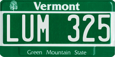 VT license plate LUM325