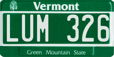 VT license plate LUM326