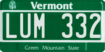VT license plate LUM332