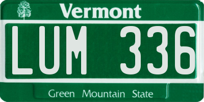 VT license plate LUM336