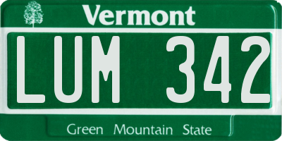 VT license plate LUM342