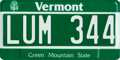 VT license plate LUM344