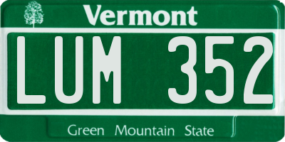 VT license plate LUM352