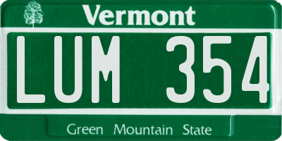 VT license plate LUM354