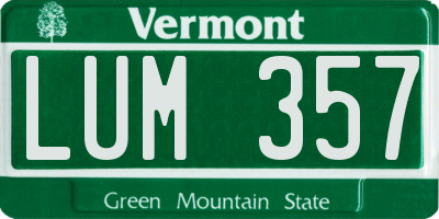 VT license plate LUM357