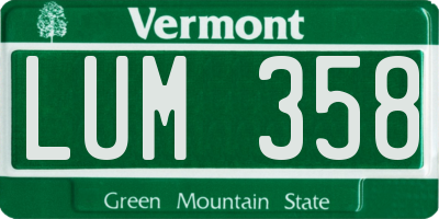 VT license plate LUM358