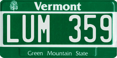 VT license plate LUM359