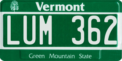 VT license plate LUM362