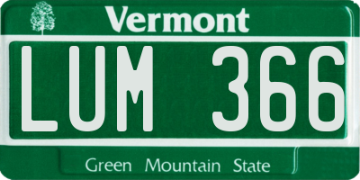 VT license plate LUM366