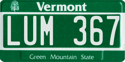 VT license plate LUM367