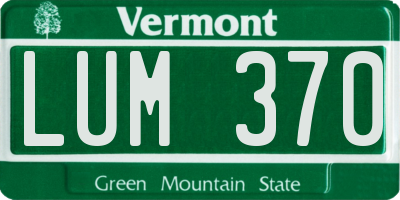VT license plate LUM370
