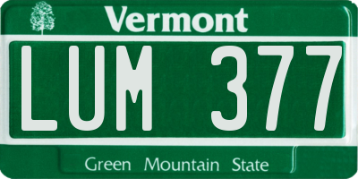 VT license plate LUM377