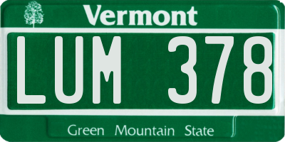 VT license plate LUM378