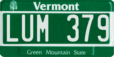 VT license plate LUM379