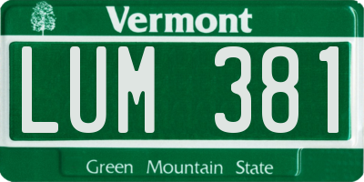 VT license plate LUM381