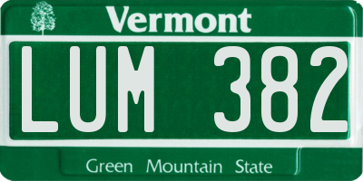 VT license plate LUM382
