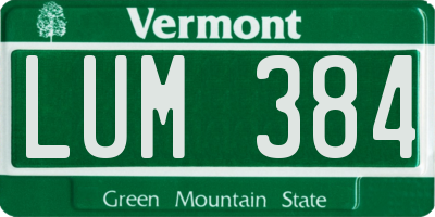 VT license plate LUM384
