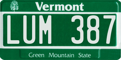 VT license plate LUM387